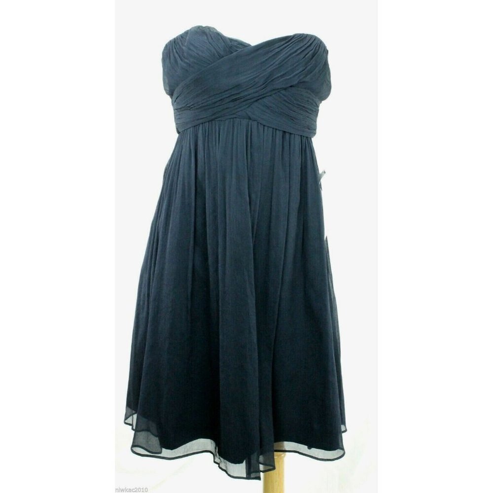 J CREW PETITE TARYN DRESS IN SILK CHIFFON SIZE 8P NAVY NEW WITH TAGS!